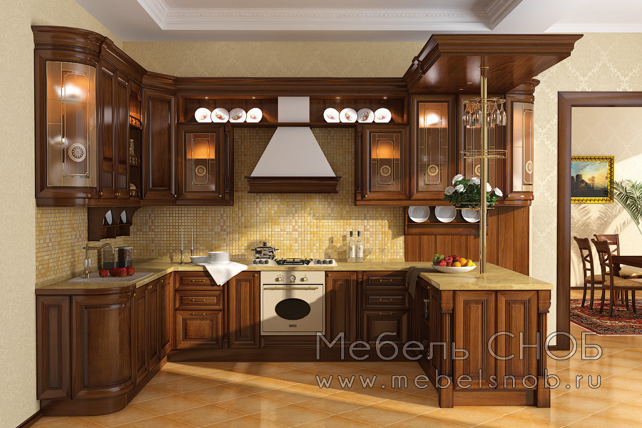 Таким образом, эта кухня насыщенного элегантного и солидного шоколадного оттенка будет пользоваться успехом среди богатых людей и пред- ставителей высших кругов общества.